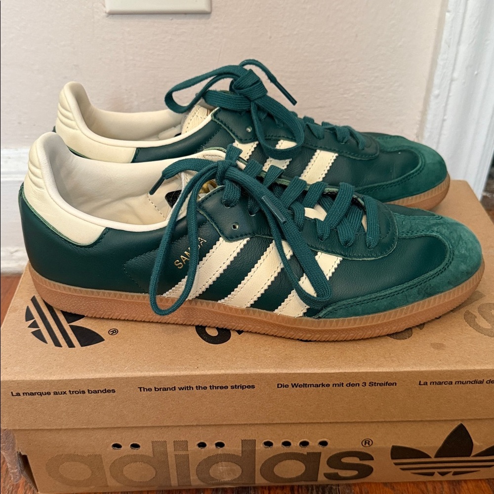 Adidas samba Green and Cream Sneakers women size 9 men size 7.5 - Picture 2 of 6